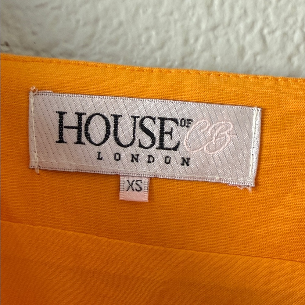 House of CB Carolina Mango Orange Yellow Wrap Strappy Pleated Mini Dress XS - Picture 3 of 8
